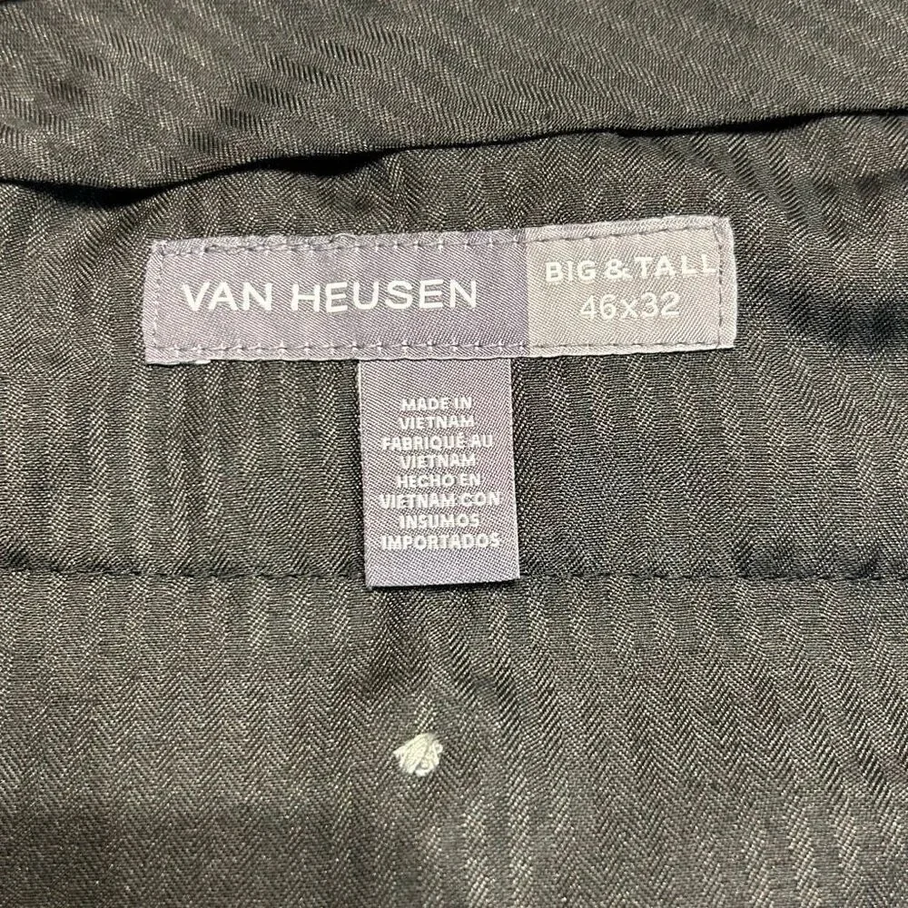 NEW Van Heusen Men’s Pants Slacks Gray Sz 46x32 Big & Tall Flex Waistband Premiu